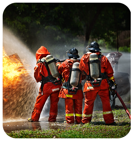 Firefighters in action